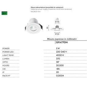 Spot à encastrer à led ALYA GFA770N Gea Led pour l'intérieur