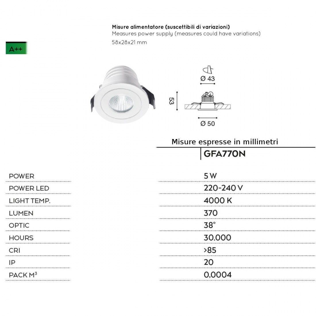 Spot à encastrer à led ALYA GFA770N Gea Led pour l'intérieur