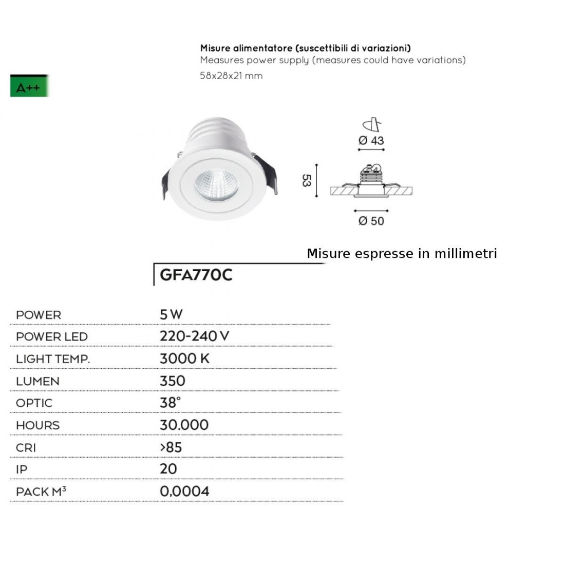 Spot encastrable en aluminium Gea Led ALYA GFA770C