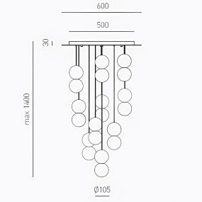 Lámpara de araña moderna Gea Luce SFERA S10 de vidrio y hormigón