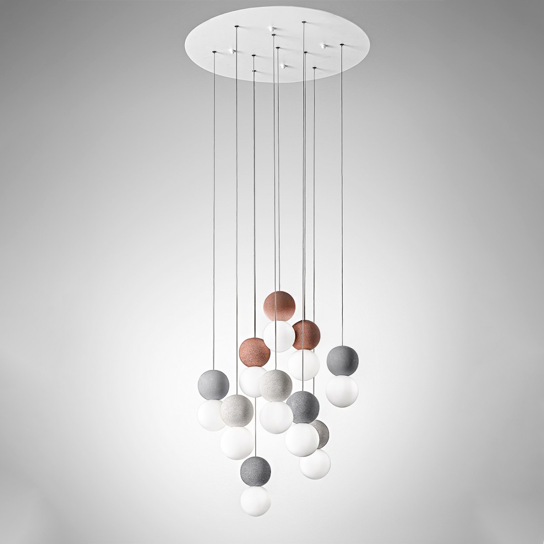 Lustre moderne Gea Luce SFERA S10 verre et béton