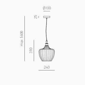 Lustre classique Gea Luce CLEOFE S10 E27 LED verre ambré