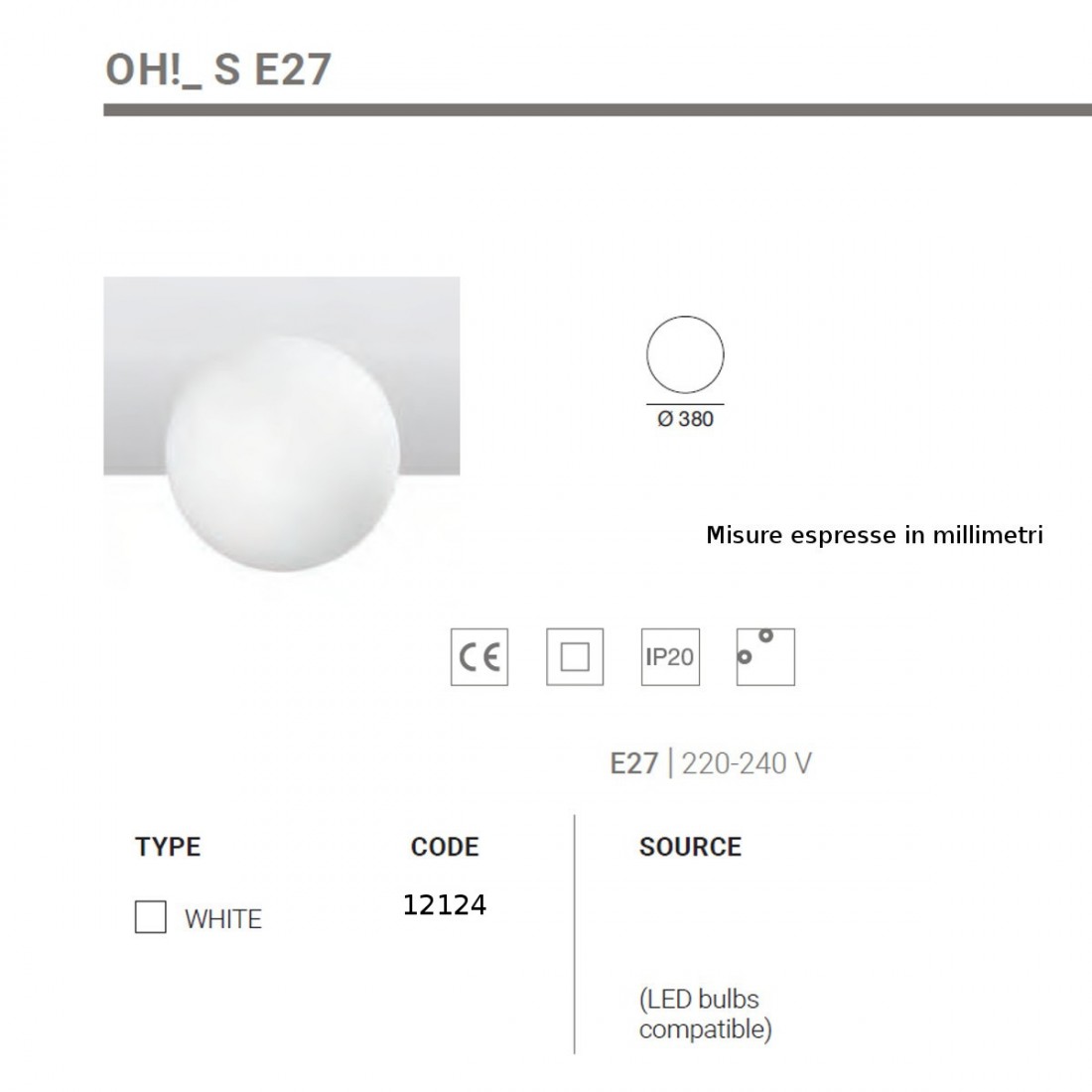 Plafoniera OH S E27 Linea Light Group