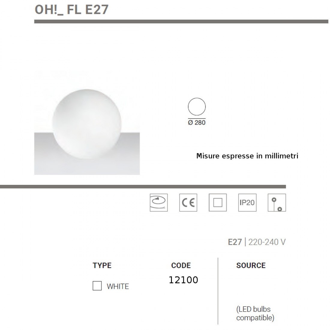 Abat-jour OH FL E27 12100 Linea Light Group