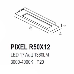 Promoingross PIXEL R50X12 RF LED interrupteur plafonnier classique