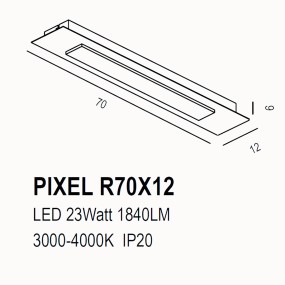 Promoingross plafonnier classique PIXEL R70X12 CF interrupteur LED