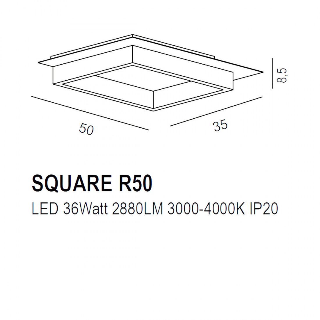 Promoingross led d'intérieur avec interrupteur Promoingross SQUARE R50 GF NE