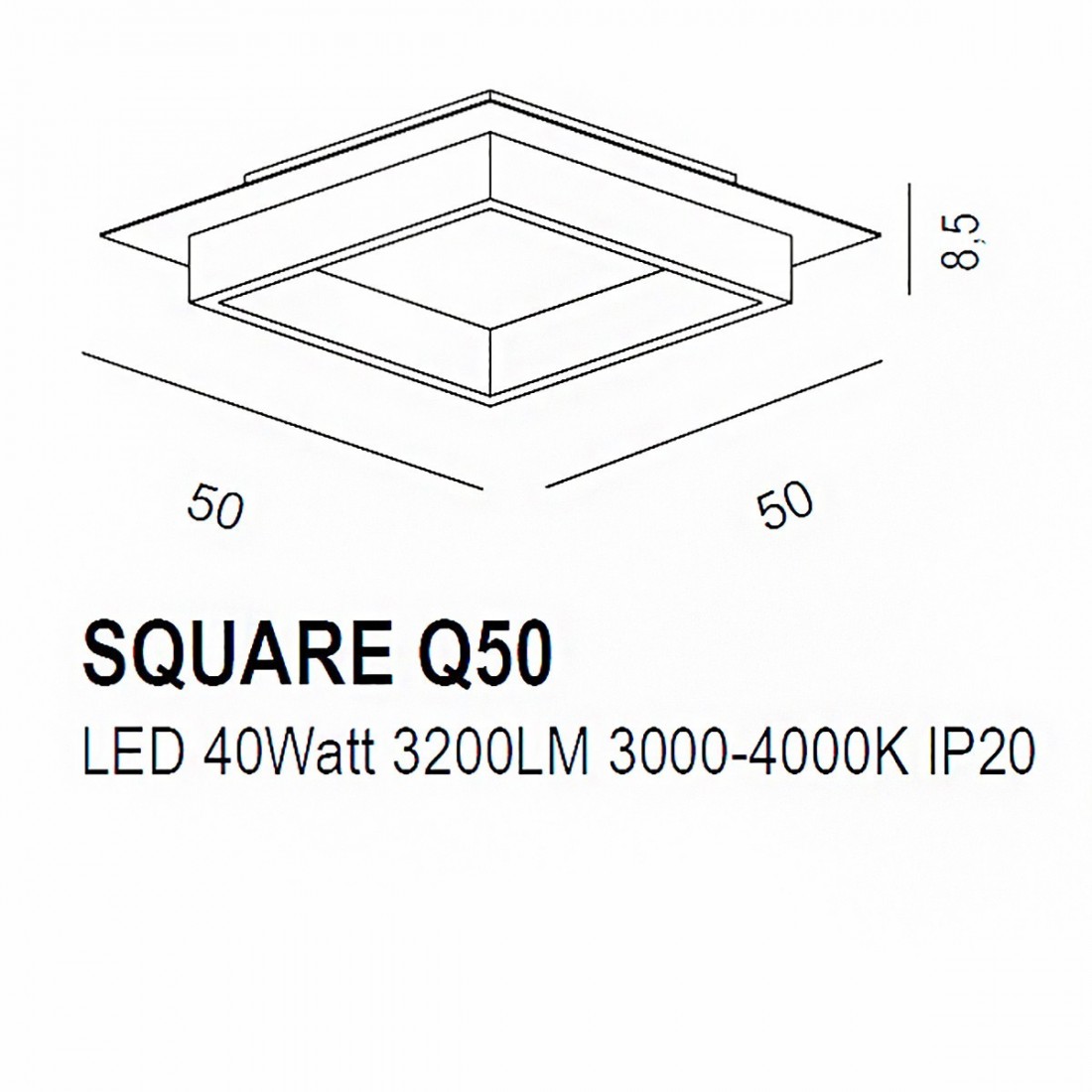 Plafoniera led Promoingross SQUARE Q50 MC switch