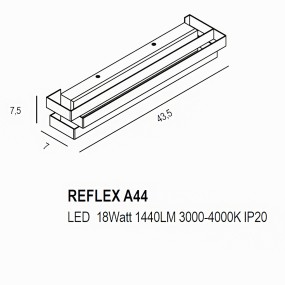 Promoingross aplique moderno REFLEX A44 WH LED, interruptor, blanco