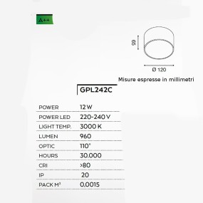 Plafonnier en aluminium Gea Led CLOE 65 GPL242C