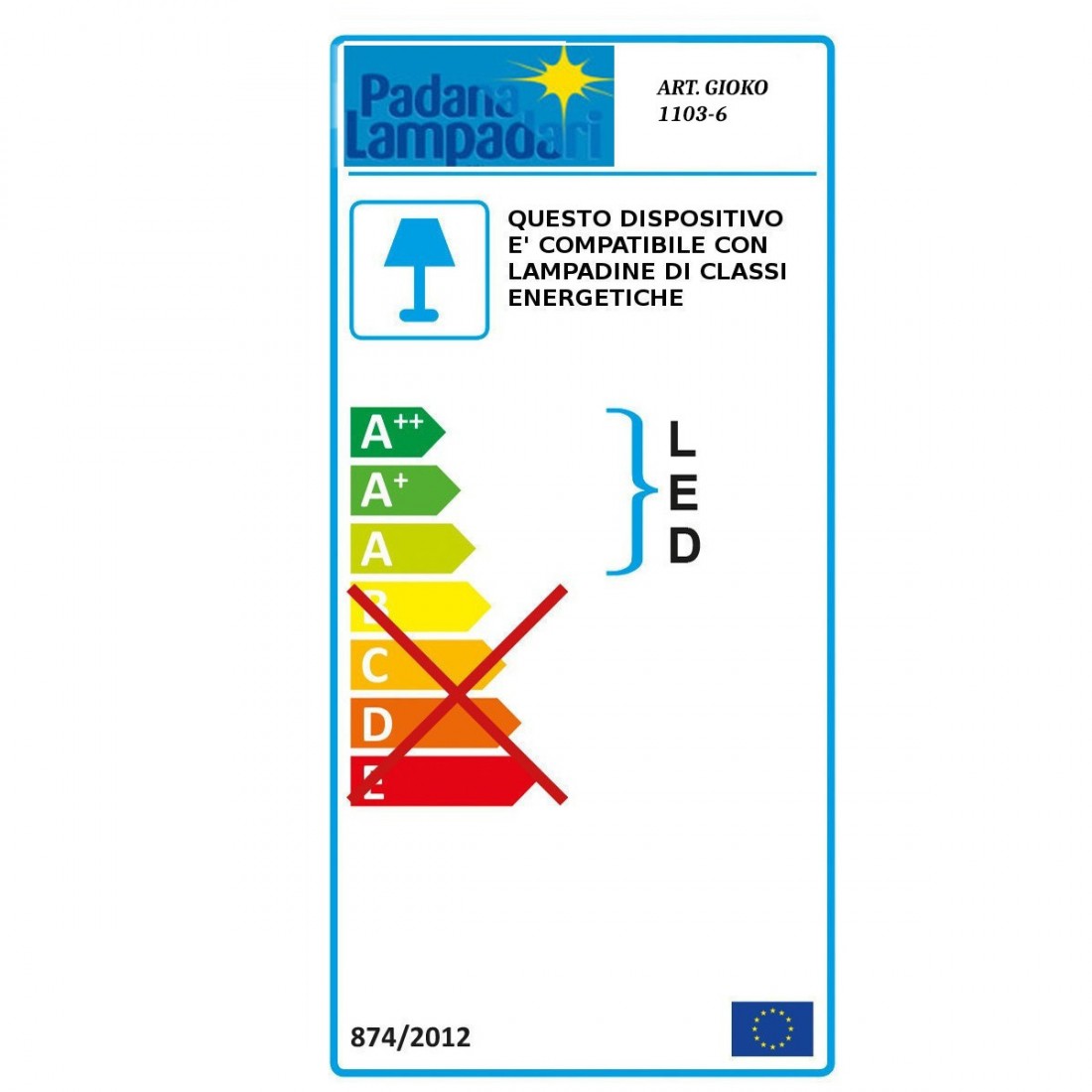 Moderner Padana Lampadari GIOKO 1103 6 CR E27 LED Kronleuchter