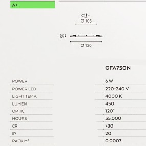 Faretto incasso Gea Led MAIA R GFA750N 6W LED per catongesso
