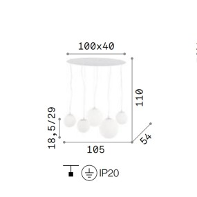 Ideal Lux moderner Kronleuchter MAPA WHITE SP5 043562 E27 LED