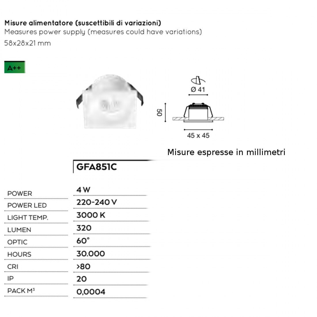 Foco empotrable Gea Led GAIA GFA851C aluminio vidrio