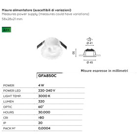 Spot encastrable aluminium verre Gea Led GAIA GFA850C GFA850N