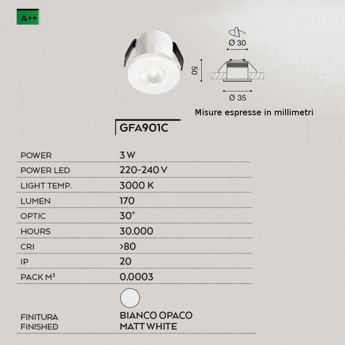 Faretto incasso GFA901 Gea Led