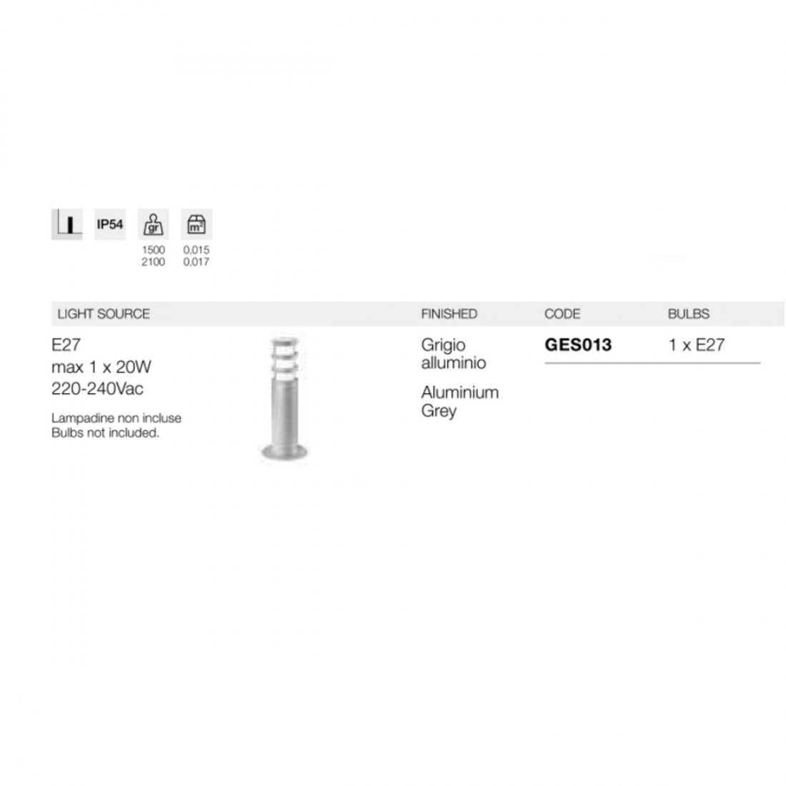 Lanterne moderne Gea Led ZEIS GES013 E27 LED