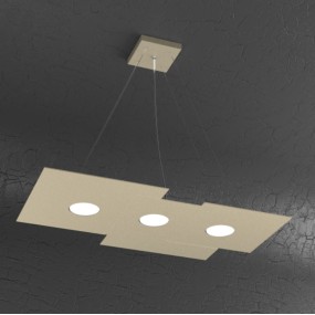 Lustre led rectangulaire en métal blanc, 3 lumières sans conducteur.