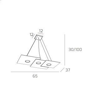 Rechteckiger weißer LED-Kronleuchter aus Metall, 3 Lichter ohne Treiber.