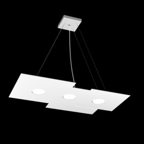 Lustre led rectangulaire en métal blanc, 5 lumières sans conducteur.