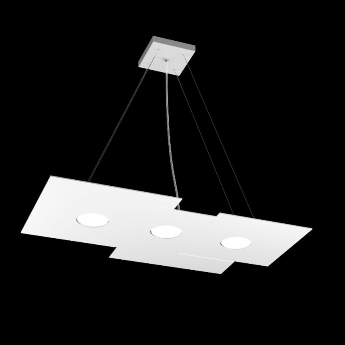 Lustre led rectangulaire en métal blanc, 5 lumières sans conducteur.