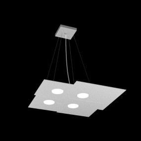 Quadratischer weißer LED-Kronleuchter aus Metall, 4 Lichter ohne Treiber.