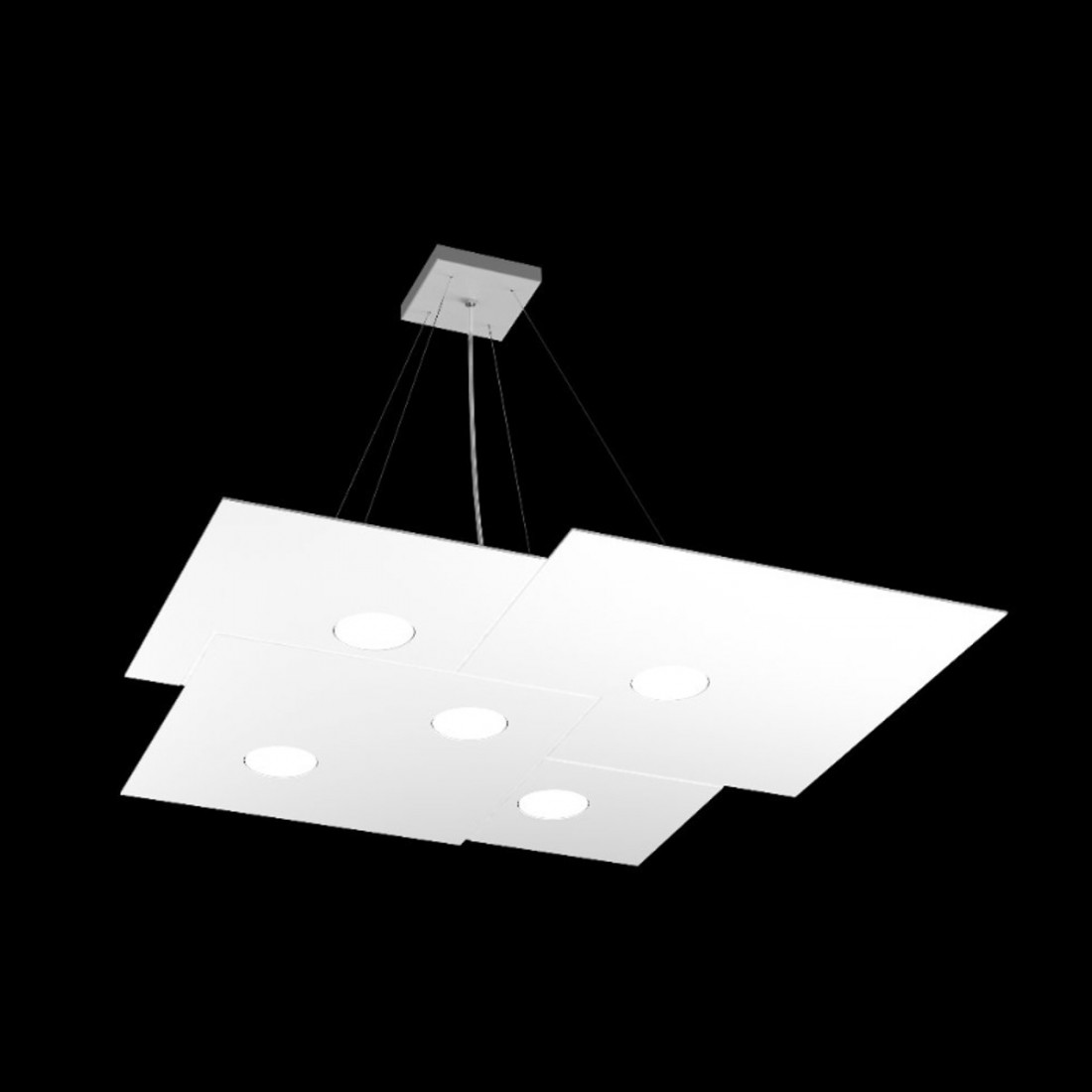 Lustre led rectangulaire en métal blanc, 5 lumières sans conducteur.