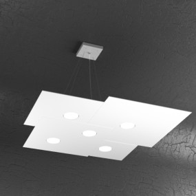 Lustre led rectangulaire en métal blanc, 5 lumières sans conducteur.