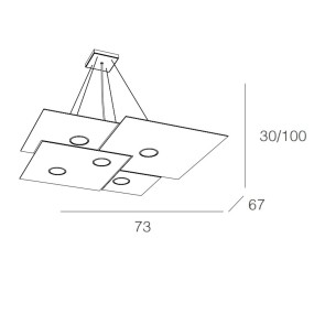 Rechteckiger weißer LED-Kronleuchter aus Metall, 7 Lichter ohne Treiber.