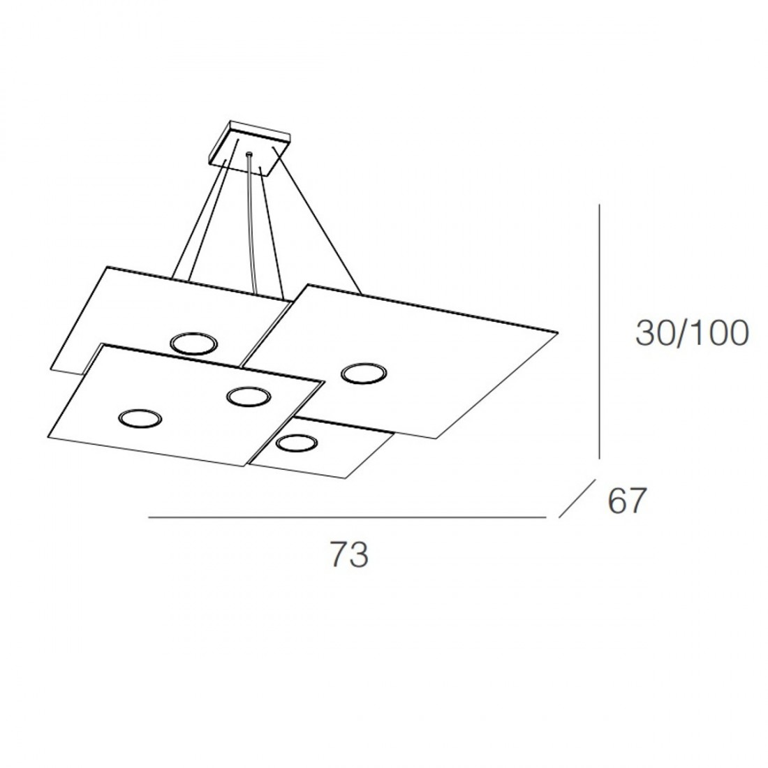 Rechteckiger weißer LED-Kronleuchter aus Metall, 7 Lichter ohne Treiber.