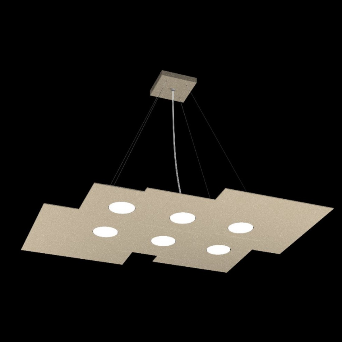 Lustre led rectangulaire en métal blanc, 6 lumières sans conducteur.