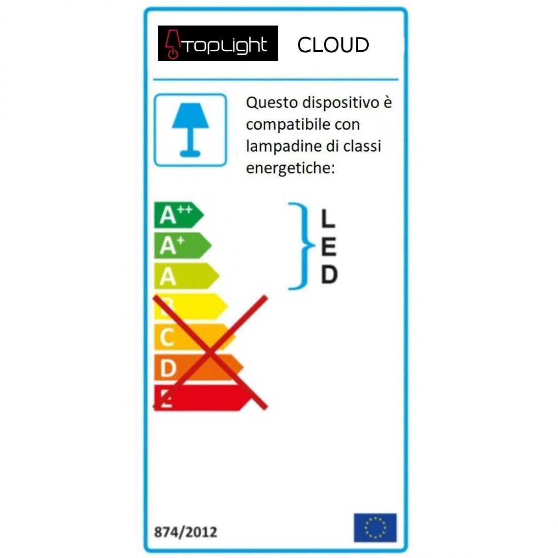 Cloud Deckenleuchte aus weißem Metall mit LED, 2 Lichter, flach.