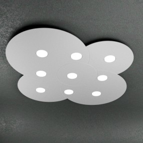 Plafonnier Cloud en métal blanc avec led, 9 lumières, plat.