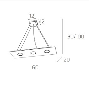 Lustre led rectangulaire en métal blanc, 2 lumières sans conducteur.