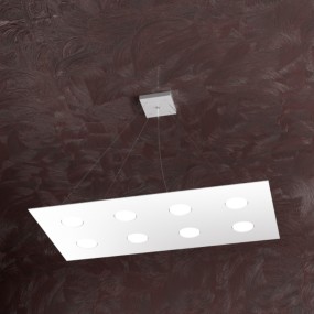 Rechteckiger weißer LED-Kronleuchter aus Metall, 11 Lichter ohne Treiber.