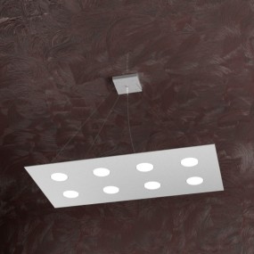 Lustre led rectangulaire en métal blanc, 11 lumières sans conducteur.