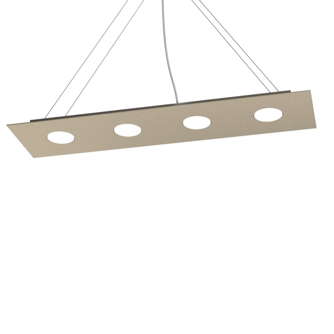 Lustre led rectangulaire en métal blanc, 4 lumières sans conducteur.