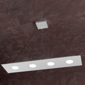 Lustre led rectangulaire en métal blanc, 4 lumières sans conducteur.