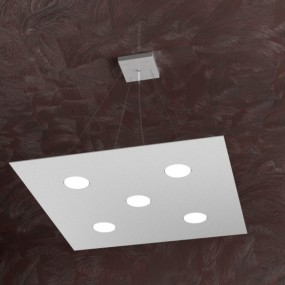 Quadratischer weißer LED-Kronleuchter aus Metall, 5 Lichter ohne Treiber.