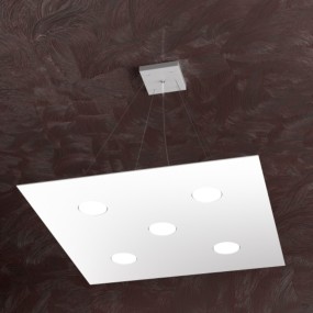 Lustre led carré en métal blanc, 5 lumières sans conducteur.