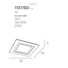 Moderne Deckenleuchte Top Light CARPET 1137 60 2G11 LED