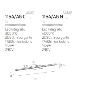 Moderne Wandleuchte Top Light LINE 1154 AG CR LED