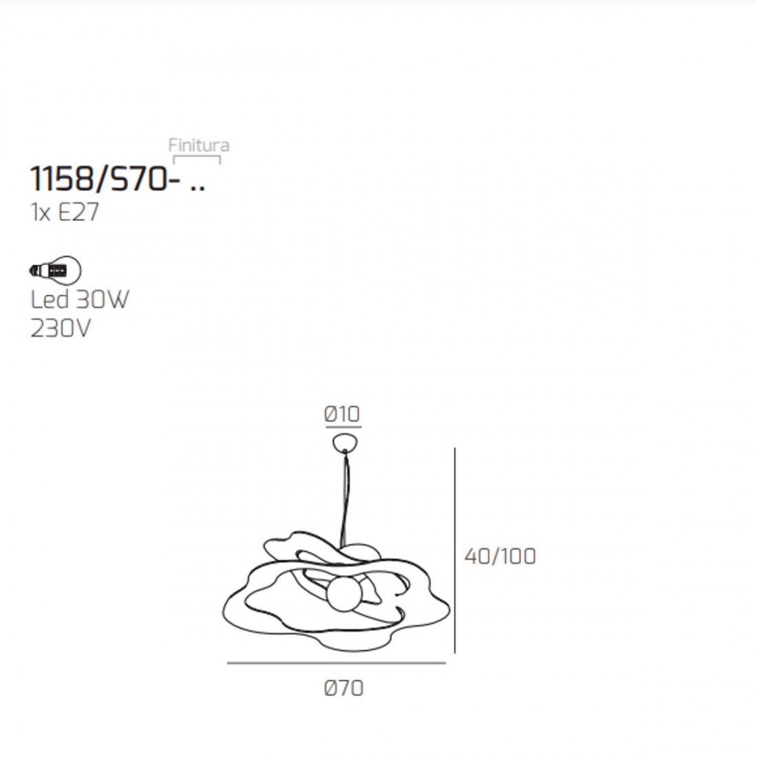 Top Light Pendelleuchte RIPPLES 1158 S70