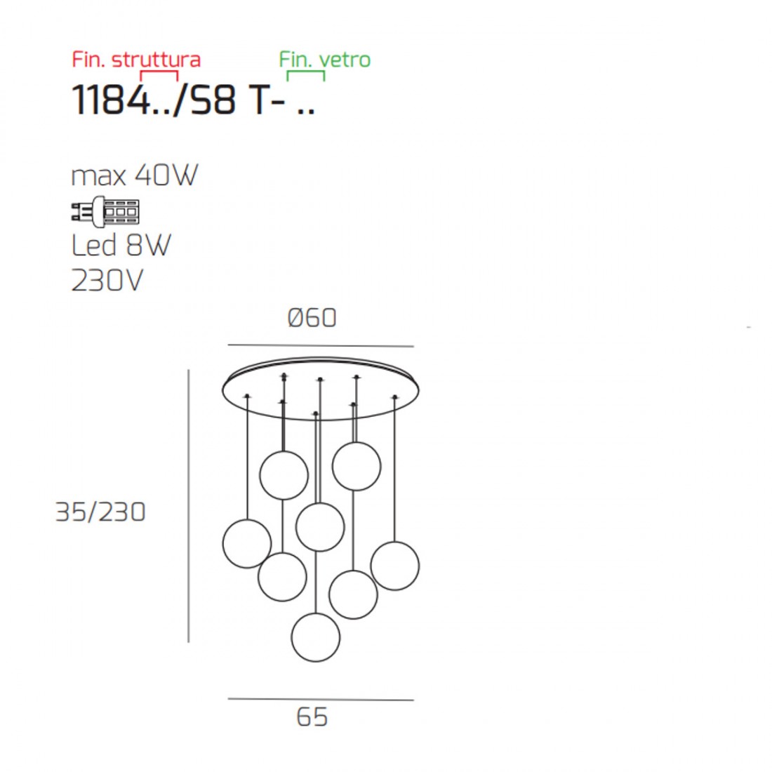 Plafonnier moderne Top Light ECLIPSE 1184BI S8 T FU G9 LED