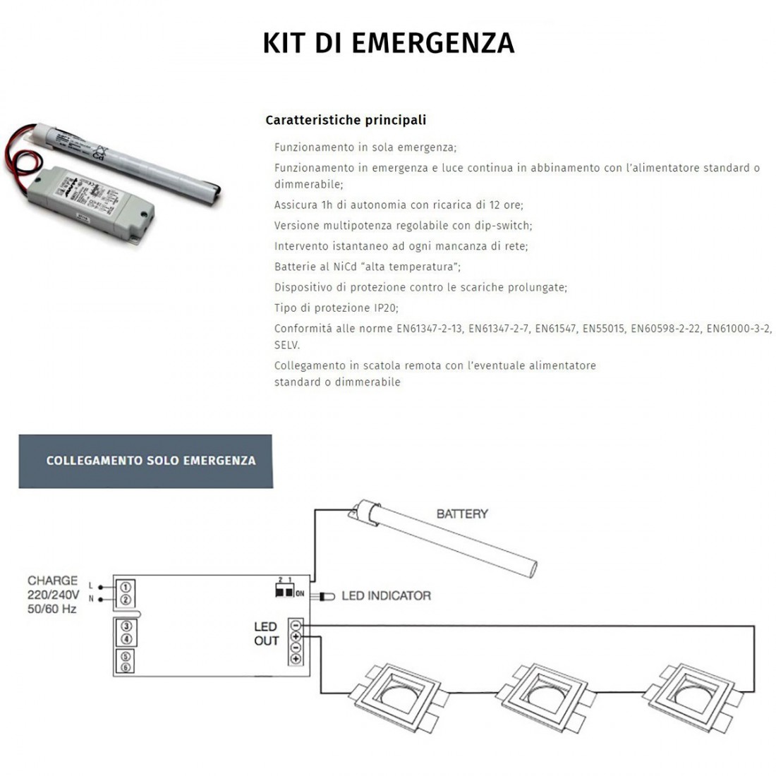 Kit d'urgence applique en plâtre Belfiore 9010 BAIZE 2423B.3045 LED