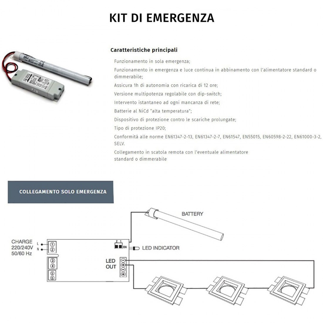 Kit de emergencia aplique de yeso 9010 ISA 2421C+099.142 LED