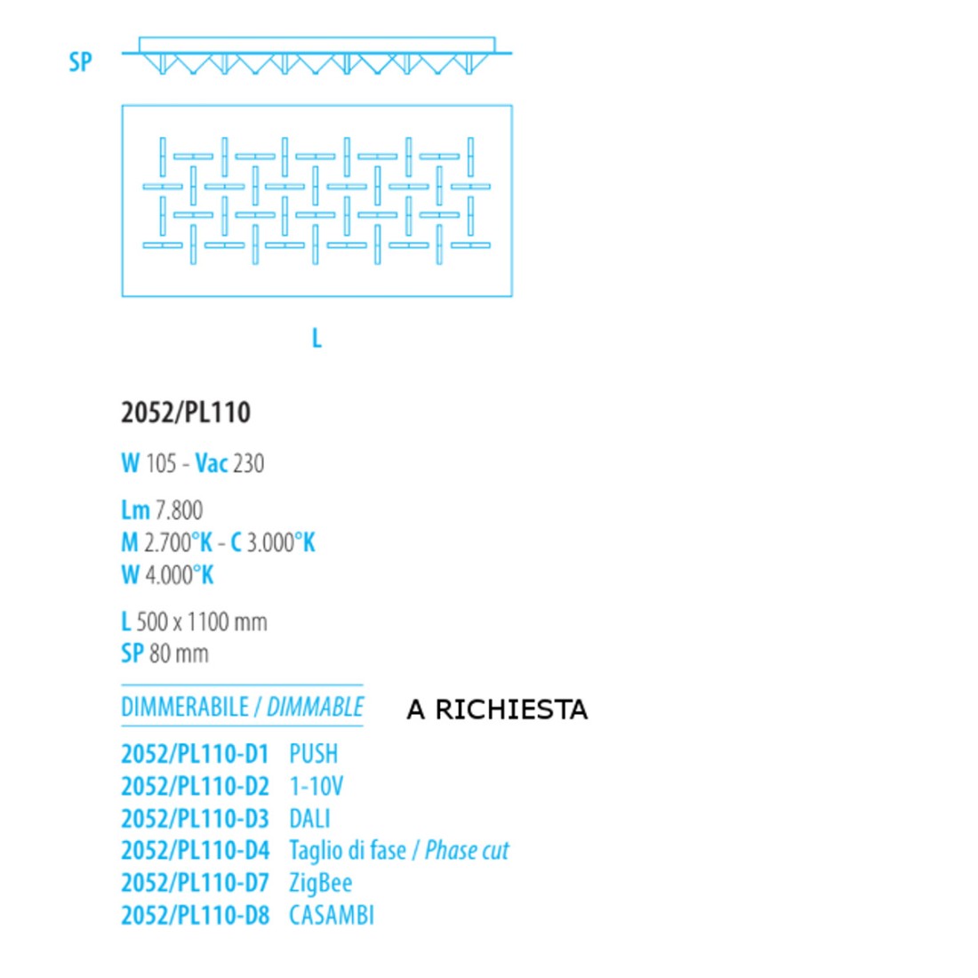 Plafoniera CRISTALLI 2052 PL110 Fratelli Braga