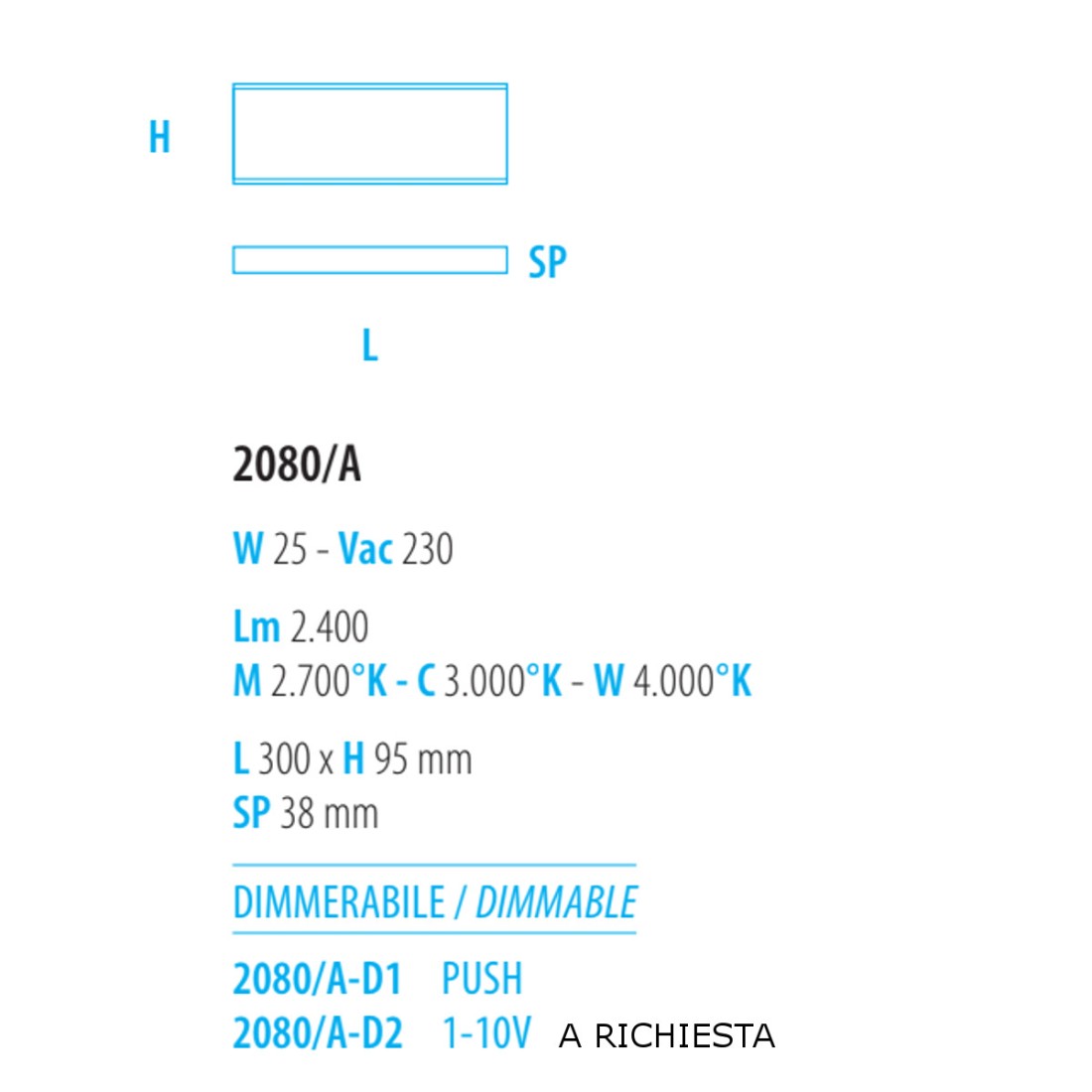 Applique murale moderne Fratelli Braga GAMMA 2080 A D1 LED