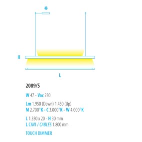 Suspension de variateur tactile à led avec module led. Lumière dessus et dessous. LED.