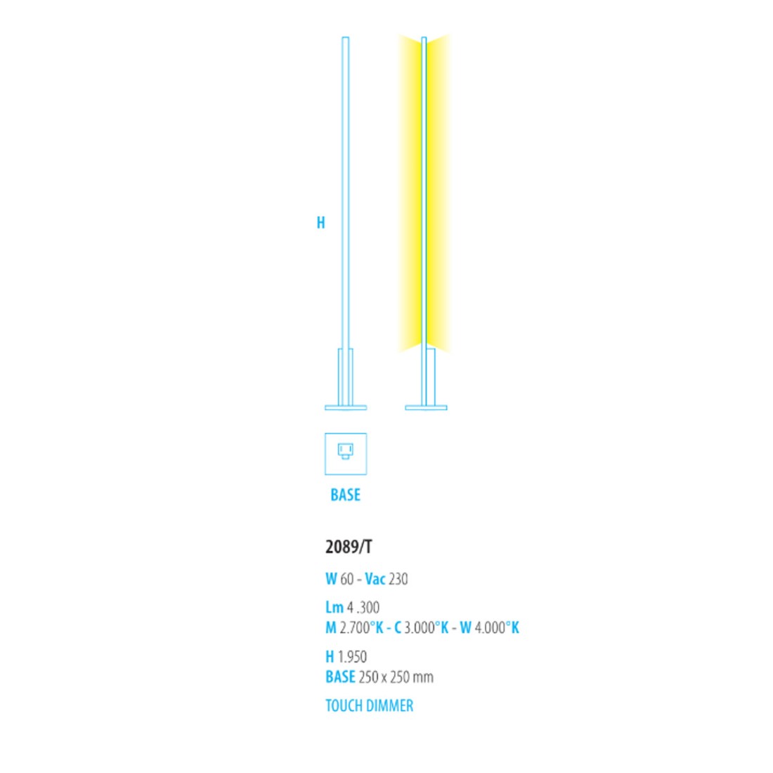 Lampadaire moderne droit blanc ou noir avec module LED à lumière chaude.